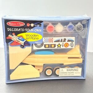 Melissa & Doug Wooden Jet Plane Kids OS Tan New Craft Kit Decorate Your Own